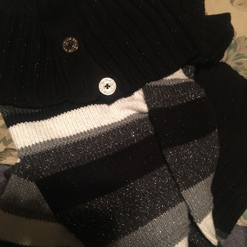 WHBM Black/Silver/White Long Sweater